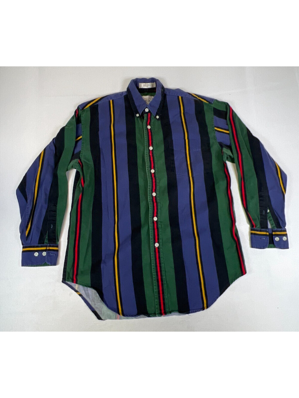 John Ashford Sport Men M Striped Long Sleeve Cotton Casual Shirt